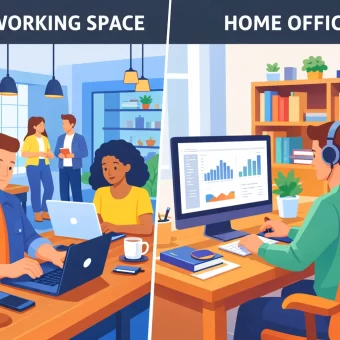 Co-working vs home office workspace comparison